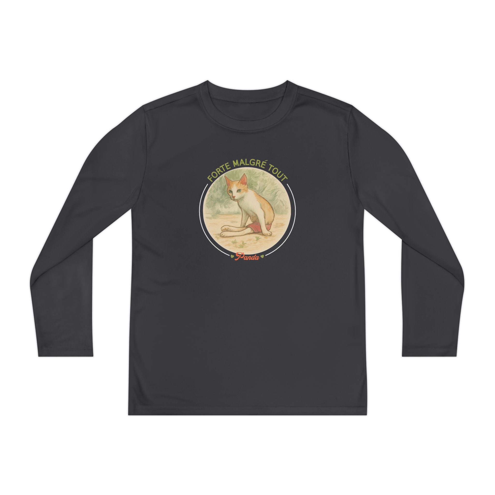 Youth Long Sleeve Tee — Vintage Dog Graphic “Forte Malgré Tout”