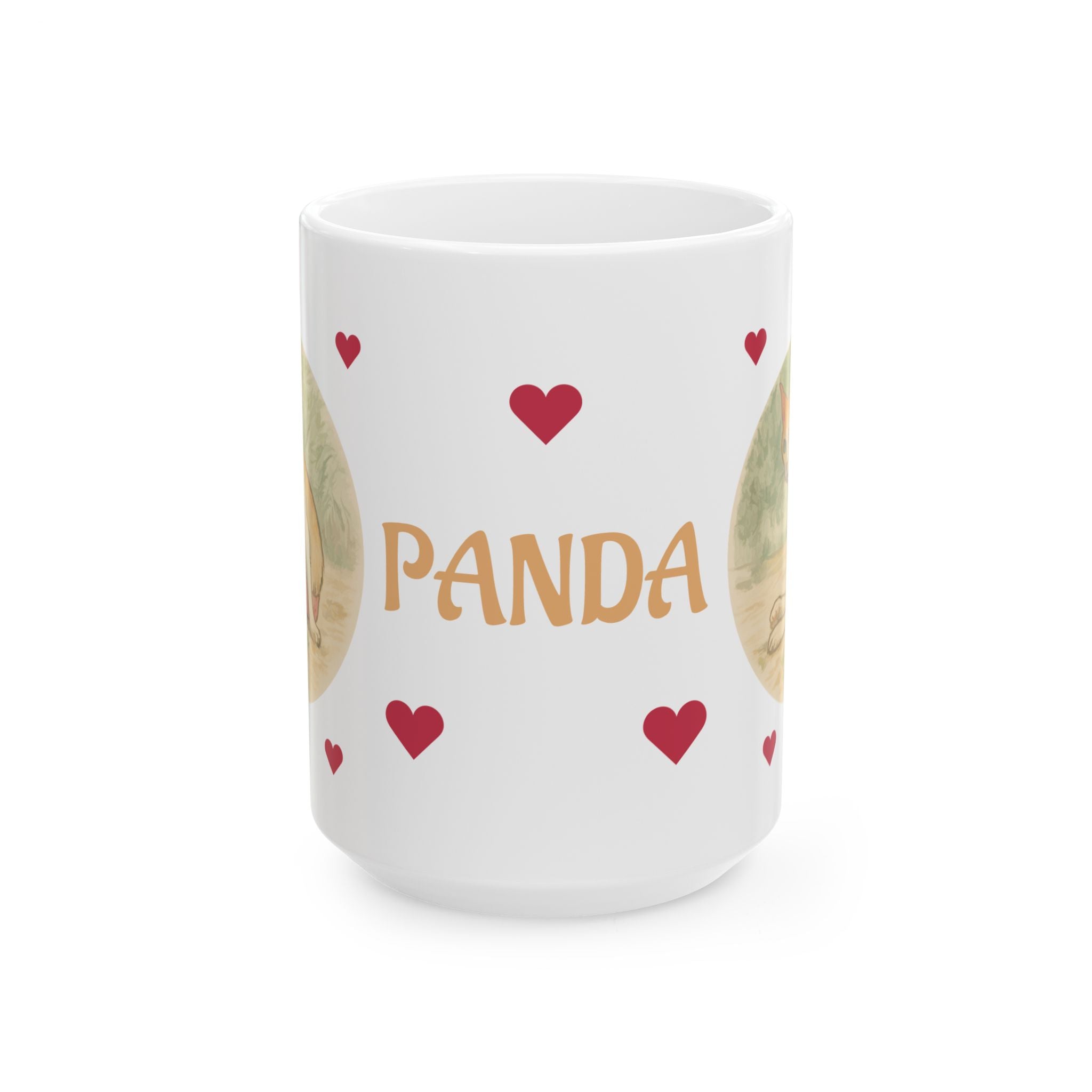Cat Panda Hearts Ceramic Mug – Cute Animal Coffee Cup (11oz & 15oz)