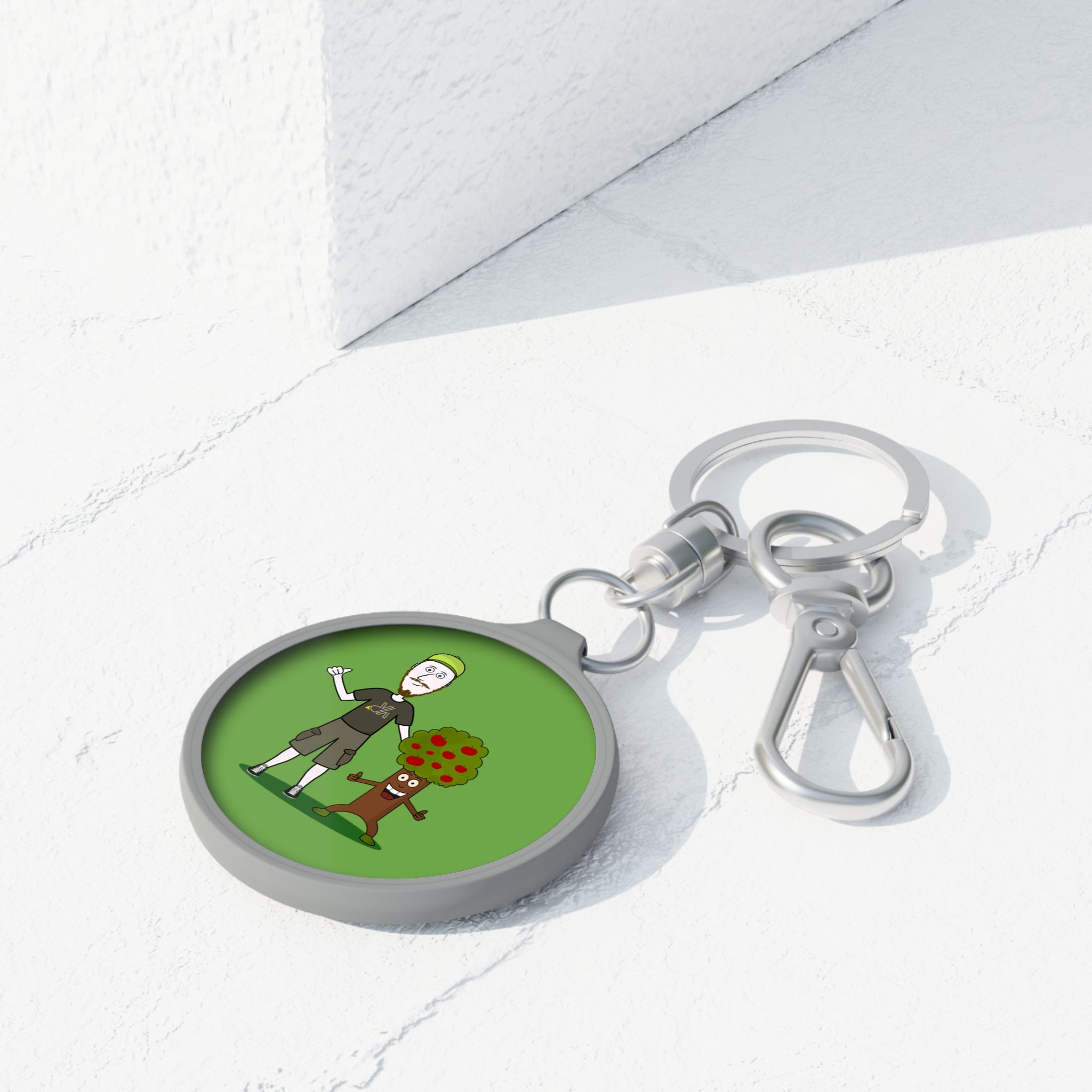 Tree Hugger Keyring Tag — Cute Cartoon Arborist Keychain