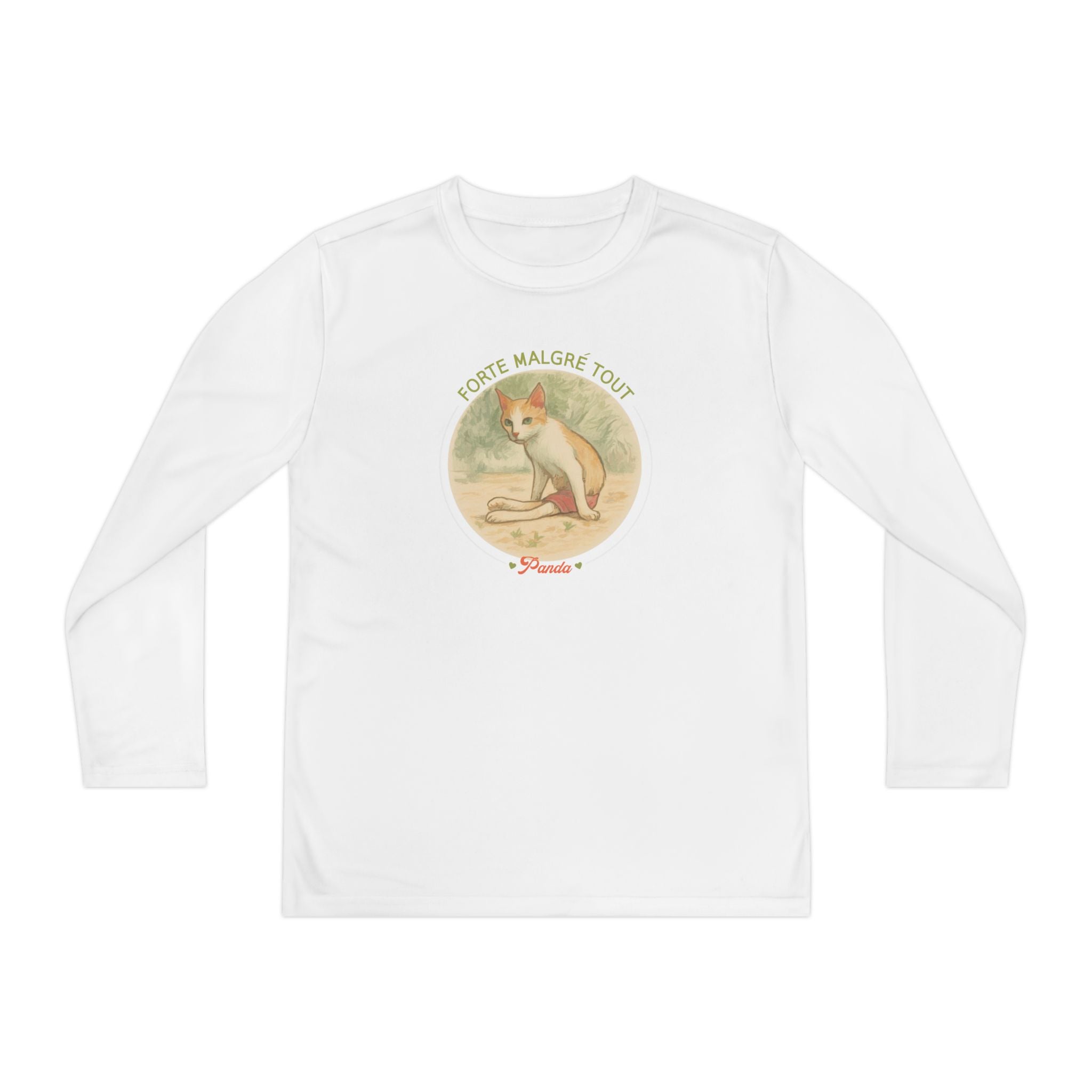 Youth Long Sleeve Tee — Vintage Dog Graphic “Forte Malgré Tout”