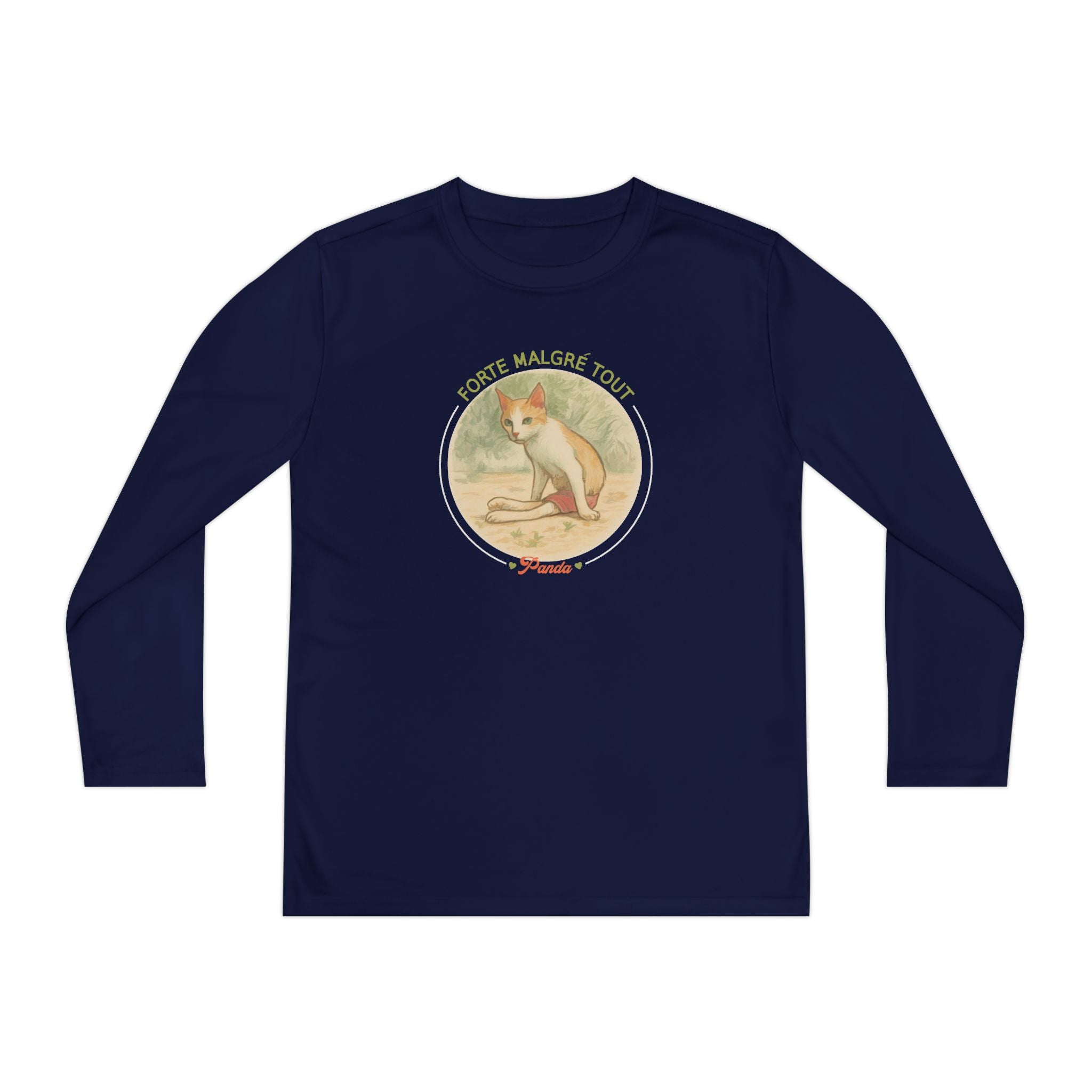 Youth Long Sleeve Tee — Vintage Dog Graphic “Forte Malgré Tout”