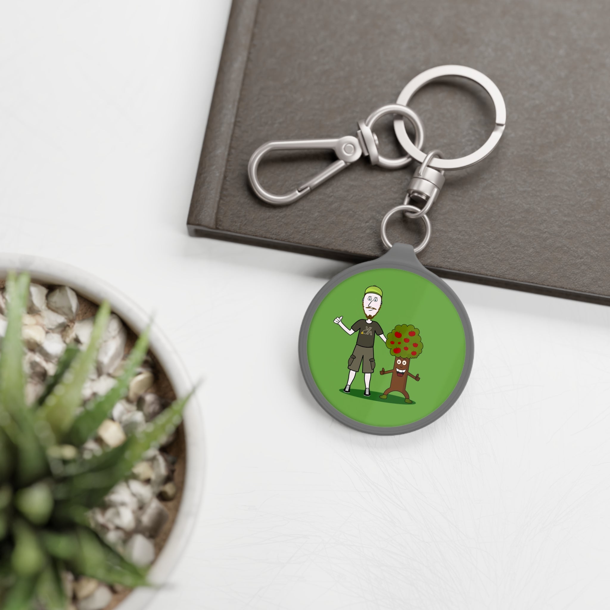 Tree Hugger Keyring Tag — Cute Cartoon Arborist Keychain