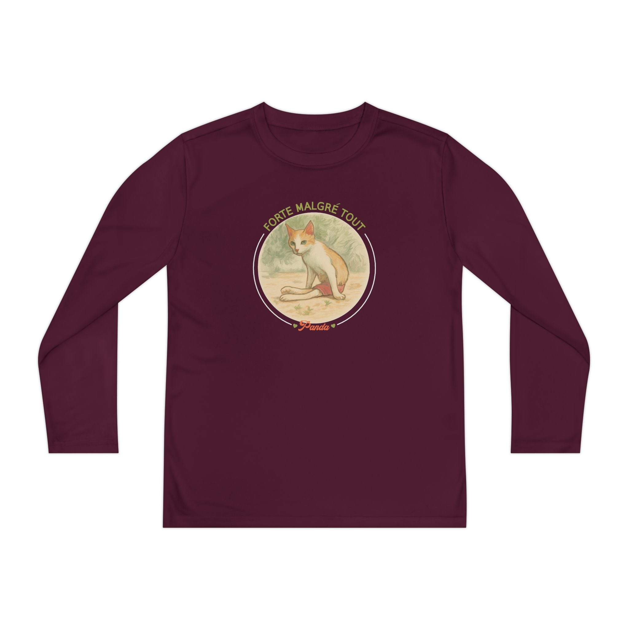 Youth Long Sleeve Tee — Vintage Dog Graphic “Forte Malgré Tout”