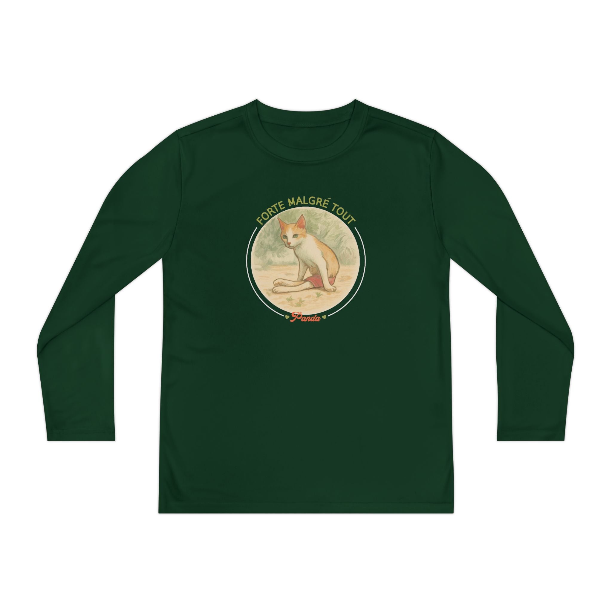 Youth Long Sleeve Tee — Vintage Dog Graphic “Forte Malgré Tout”