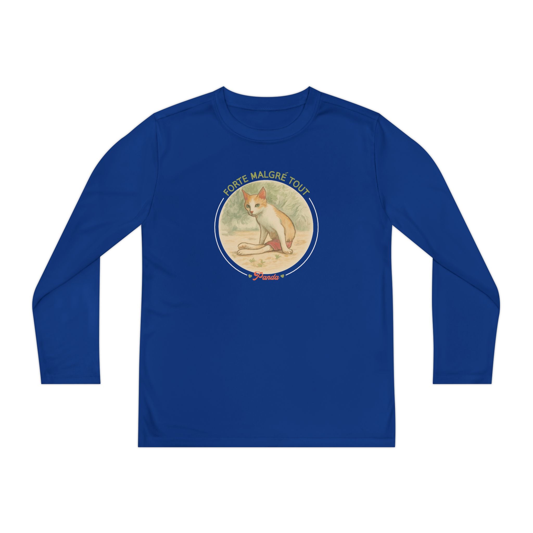 Youth Long Sleeve Tee — Vintage Dog Graphic “Forte Malgré Tout”