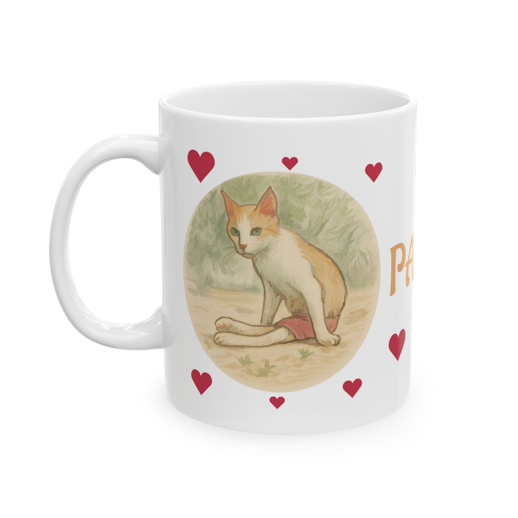 Cat Panda Hearts Ceramic Mug – Cute Animal Coffee Cup (11oz & 15oz)