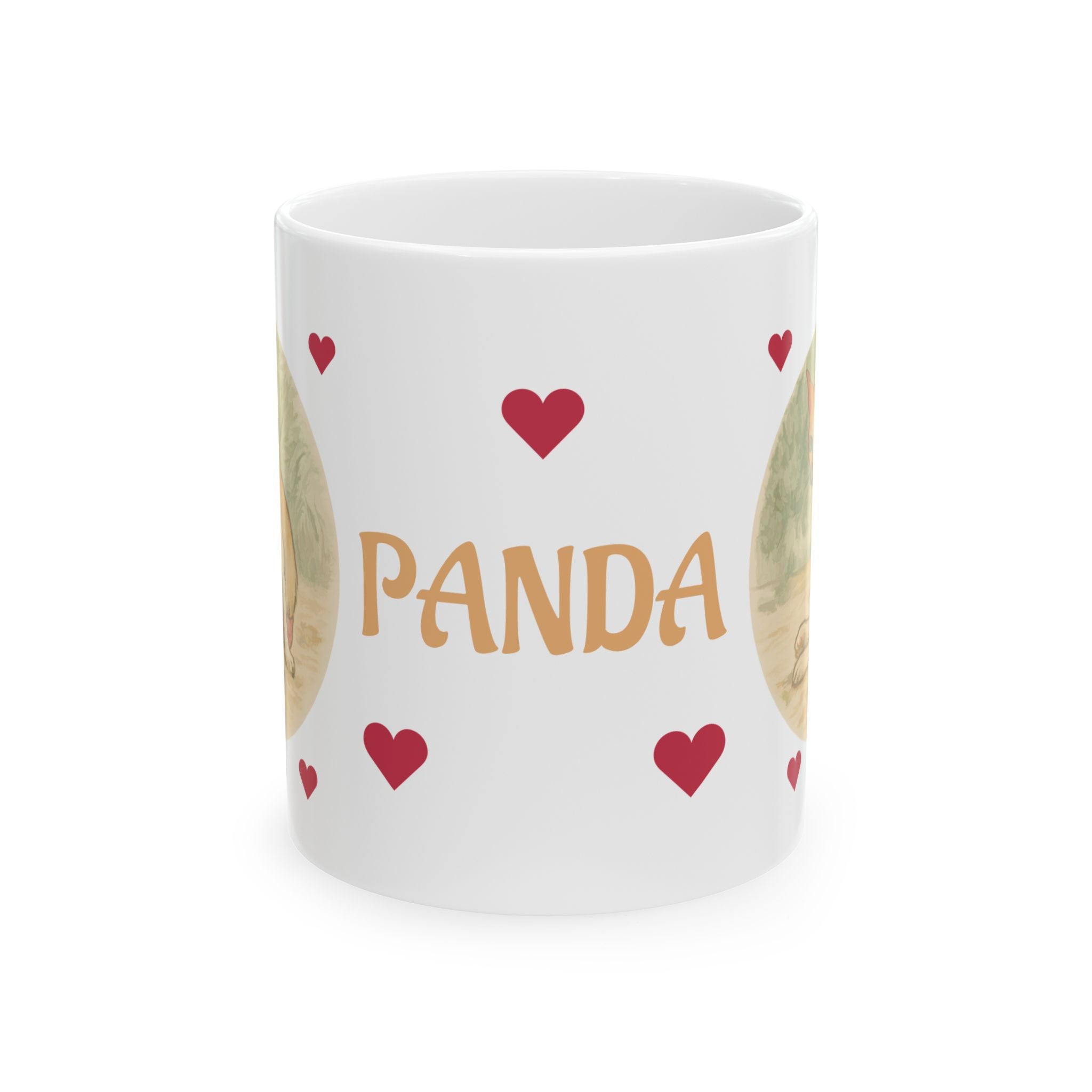 Cat Panda Hearts Ceramic Mug – Cute Animal Coffee Cup (11oz & 15oz)