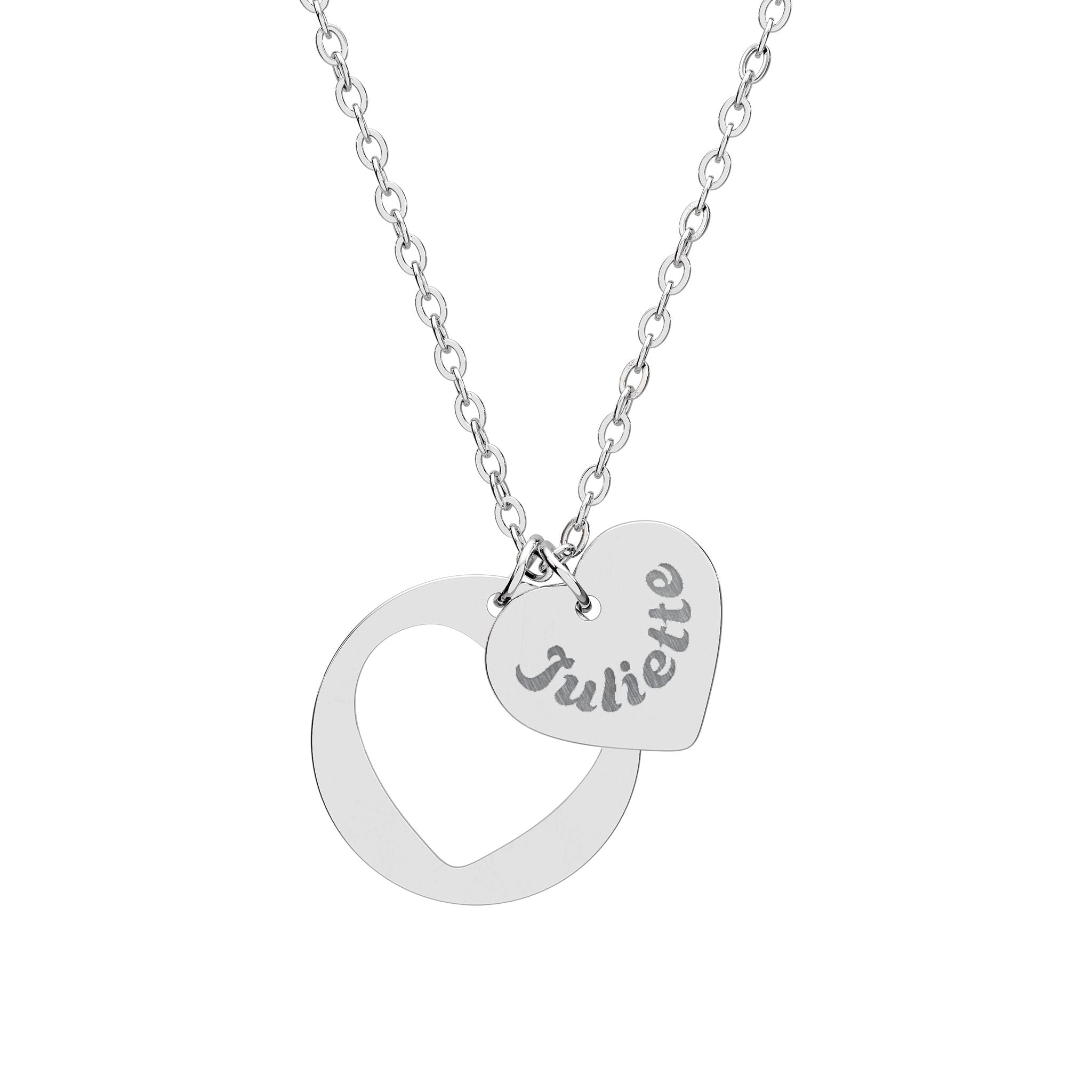 Engravable Heart Cutout Necklace — Personalized Name Pendant