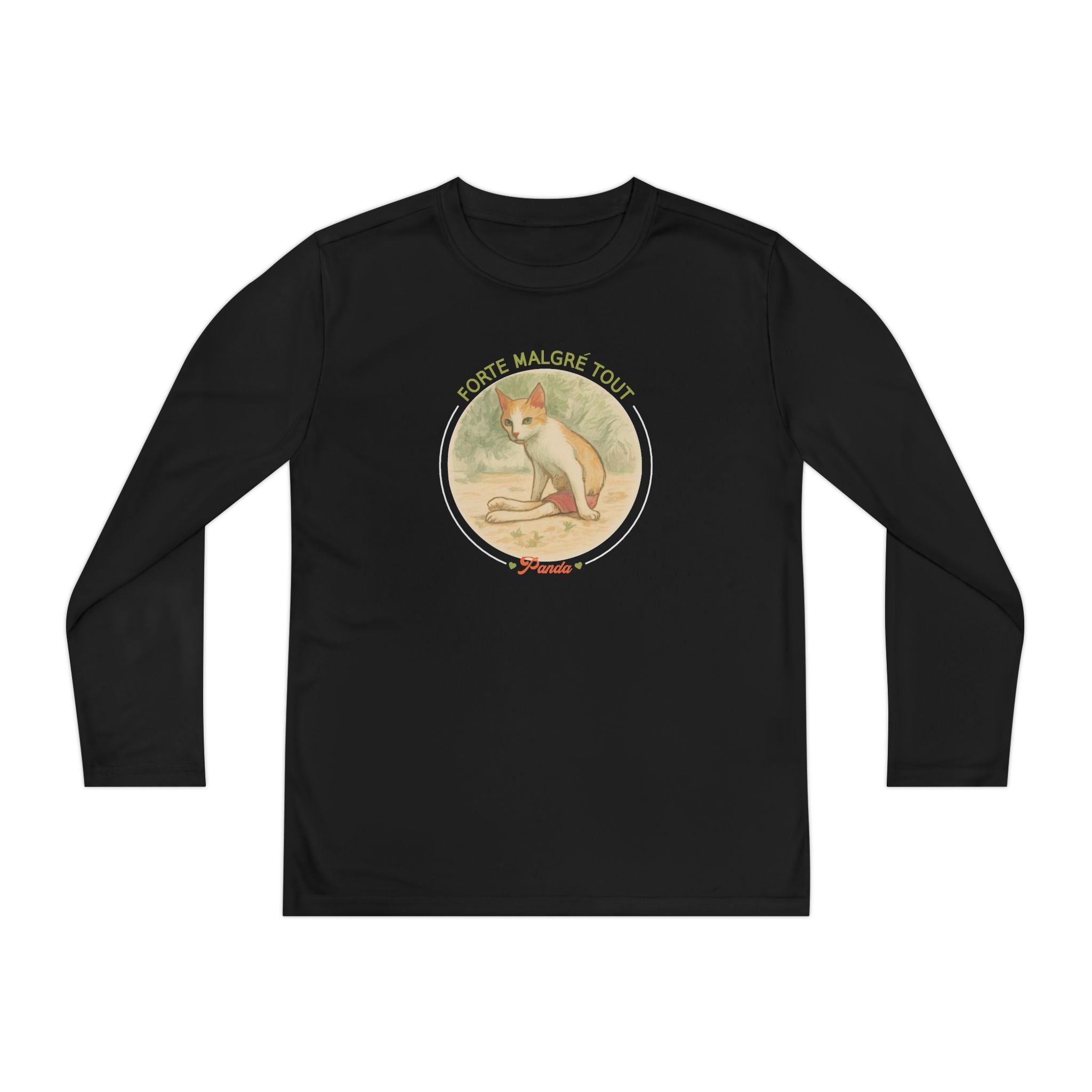Youth Long Sleeve Tee — Vintage Dog Graphic “Forte Malgré Tout”